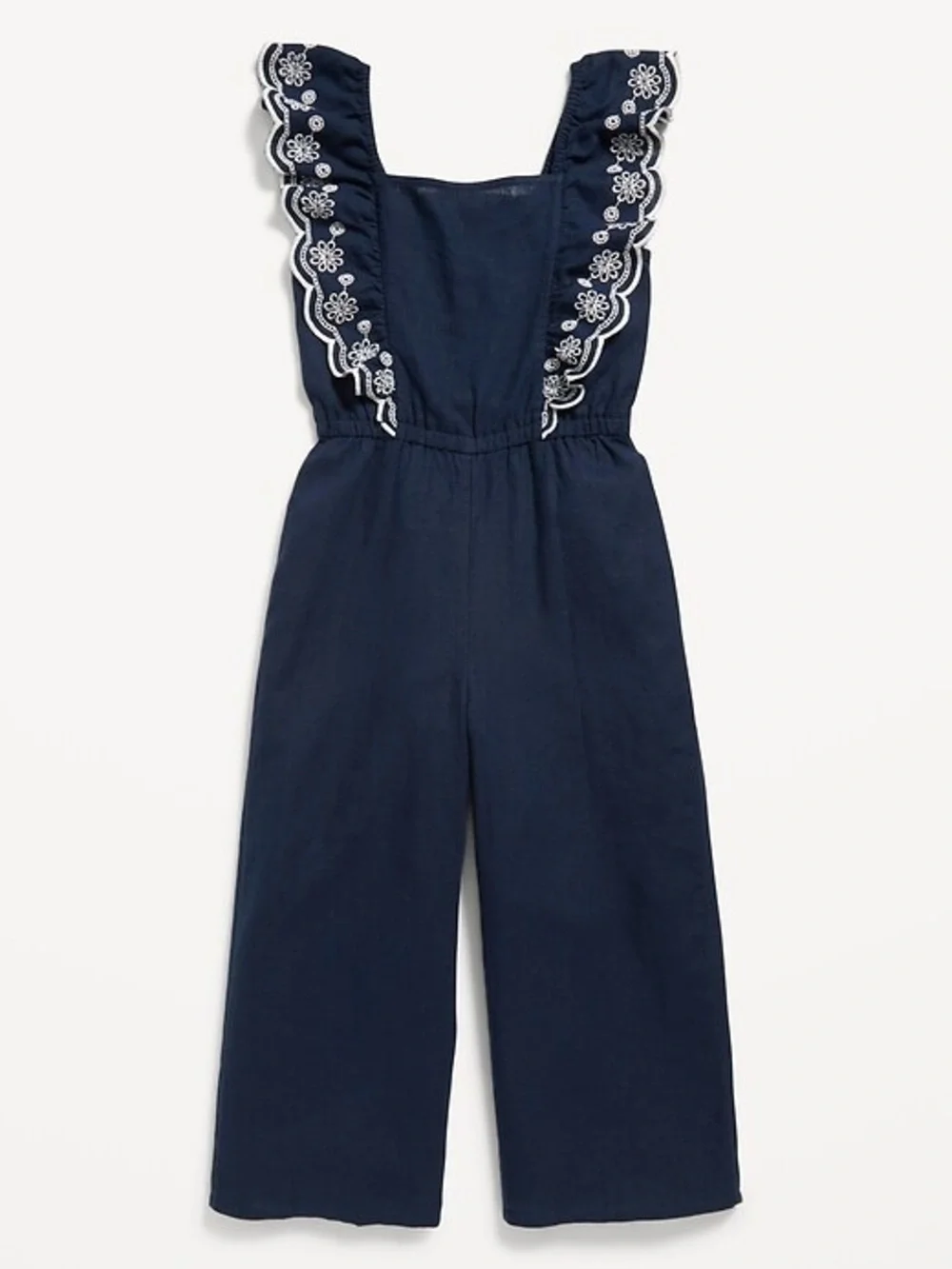 Old Navy Sleeveless Linen-Blend Ruffle-Trim Jumpsuit for Girls Size XL